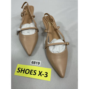 Womans New Trary Strappy Slip On Sandals 9.5 Beige Pointed Toe Kitten Heels